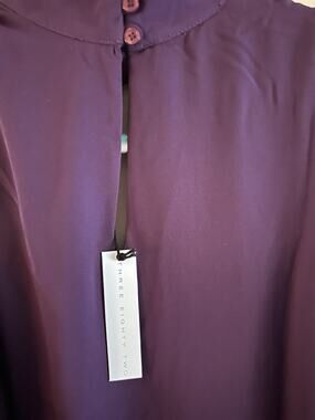 Three Eighty Two Purple Tunic Button Down Dress Top NEW